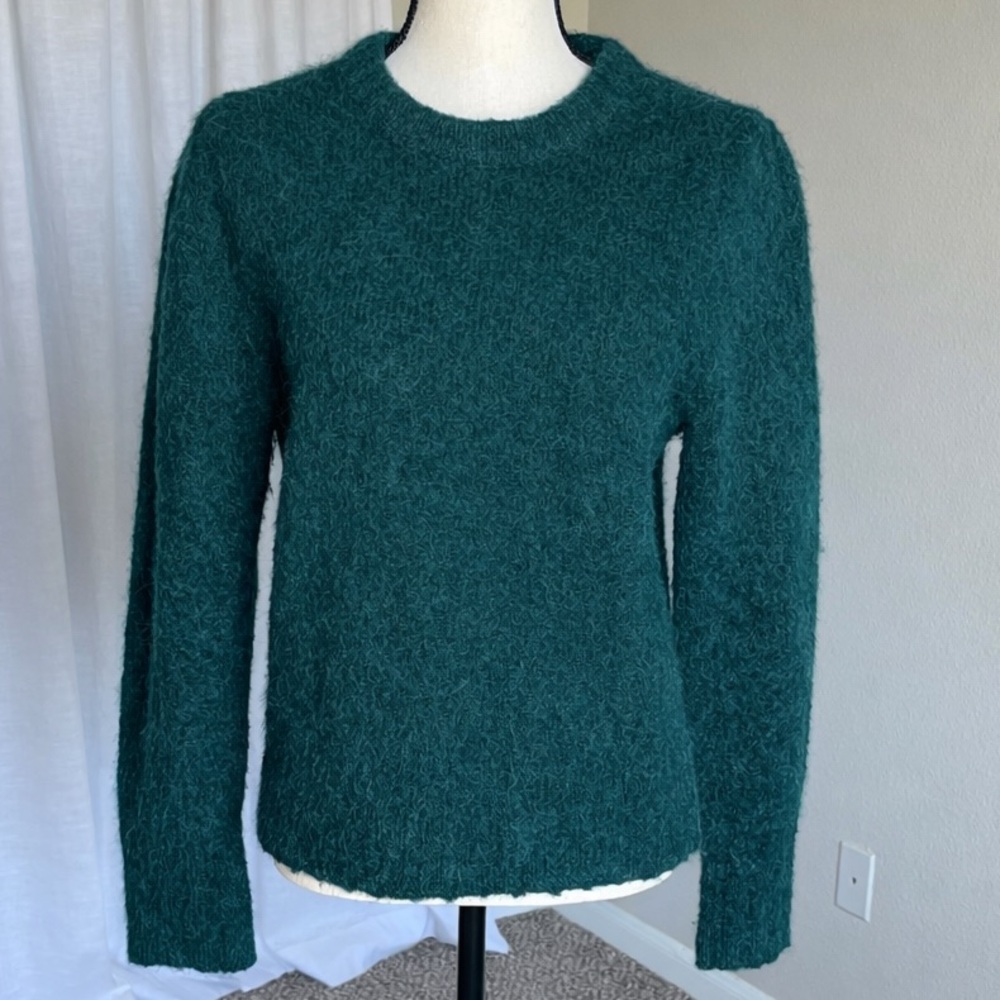 J.Crew Alpaca Merino Wool Blend Forest Green Puff Sleeve Sweater Size S